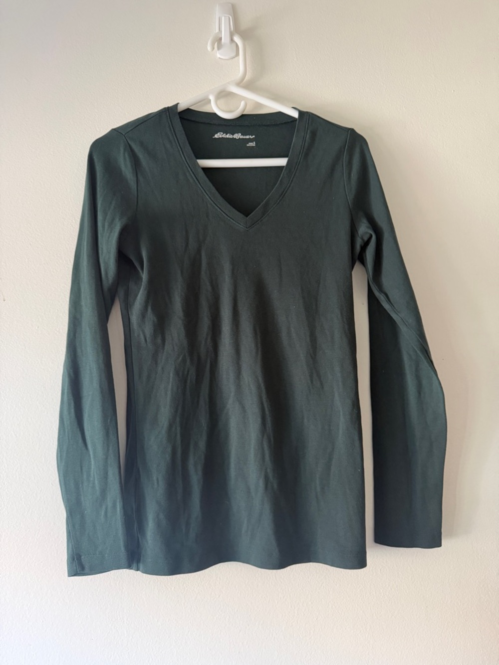 Eddie Bauer Forest Green V-Neck Long Sleeve Tee